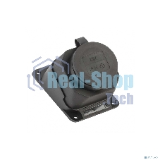 Розетка 1-м Омега РБу13-1-0м с защ. крышкой угловая настен. с заземл. IP44 черный каучук ИЭК PKR22-016-2-K02