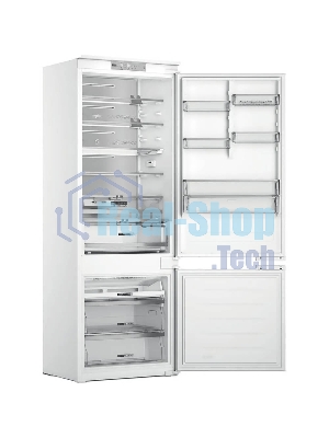 Холодильник встраиваемый Whirlpool WHSP70T241P 70 см, 193.5х54.3х69 см, 295/95 л, инверторный компрессор, автоматическая разморозка, зона свежести влажная, сенсорное управление, технология 6 SMYSL FreshControl, MultiFlow, FreezeControl, перенавешиваемые дверцы, скользящие направляющие, Италия