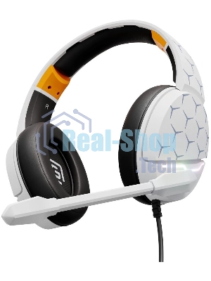 Гарнитура Oklick HS-L710G белый/чёрный, проводная, USB, подсветка