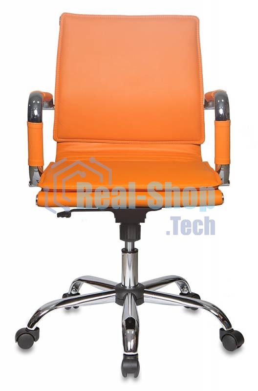 Кресло руководителя Бюрократ CH-993-Low/orange оранжевый, низкая спинка, искусственная кожа, крестовина хромированная