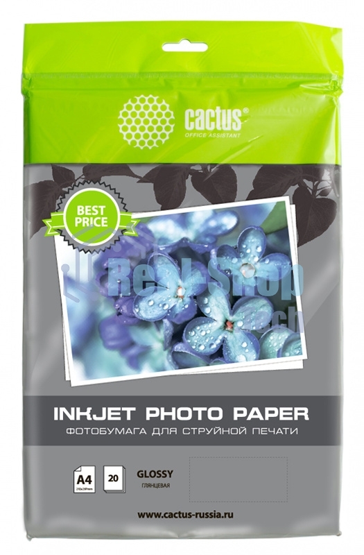 Фотобумага Cactus CS-GA413020ED A4/130г/м2/20л./белый глянцевое для струйной печати