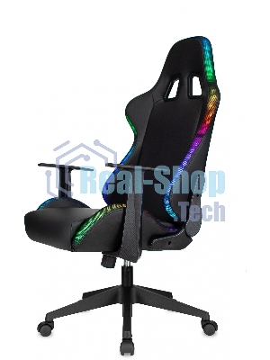 Кресло ZOMBIE GAME RGB черный, экокожа, 120 кг, подголовник, механизм качания