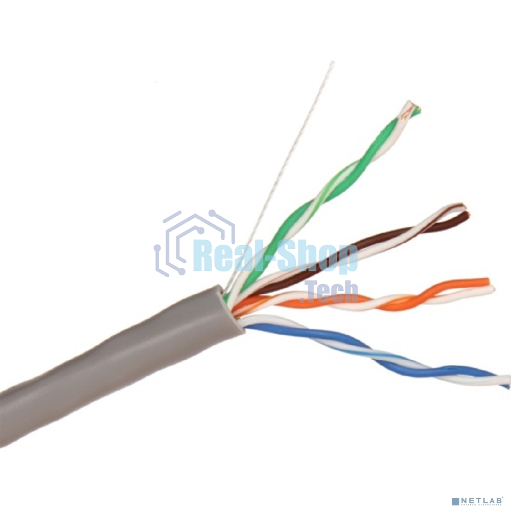 Кабель Exegate EX256748RUS Кабель UTP 4 пары кат.5e Exegate бескислородная медь, FLUKE® test pass, бухта 305м, серый, PVC