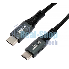Кабель USB2.0 Cablexpert ССP-USB2.0-240W-2M Type-C/Type-C, 5А, 240Вт, PD3.1/QC4.0, медь, алюминиевые коннекторы, оплетка, 2м, черный, пакет