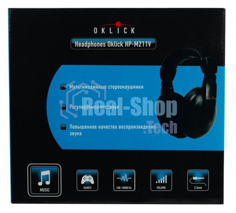 Наушники мониторные Oklick HP-M211V 1.8м черный проводные (оголовье)