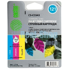 Картридж струйный Cactus CS-CC643 №121 многоцветный (9 мл.) для HP DJ D1663/D2563/D2663/D5563/F2423/F2483/F2493/F4213/F4275/F4283/F4583/PS C4683/C4783
