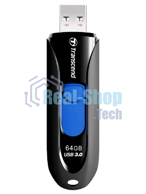 Флешка USB Transcend JetFlash 790 (TS64GJF790K), 64 Gb, USB 3.0, R/W 90/40, черный/синий
