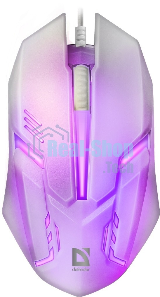 Мышь проводная Defender Cyber MB-560L белый, 1200 dpi, USB, кнопки - 3