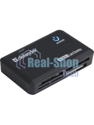 Кард-ридер Defender Optimus/черный/CF/MMC/MS/MS Duo/MS Micro M2/MS Pro/MS Pro Duo/RS-MMC/SD/SDHC/micro-SD/mini-SD/miсro-SDHC/USB 2.0 A(M)/черный