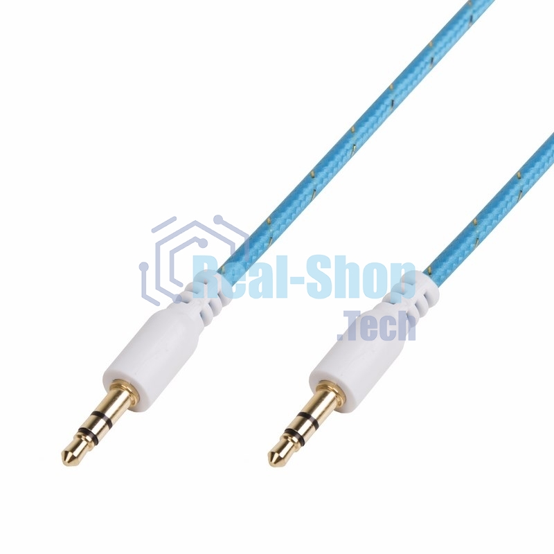 Аудиокабель AUX Rexant 3.5 мм в тканевой оплетке 1 м синий