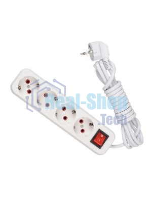 Удлинитель 4х2 м с заземл. 16А IP20 с выкл. Lezard 720-0402-402