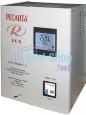 Стабилизаторы напряжения Ресанта АСН-12 000/Н1-Ц 63/6/22 Стабилизатор Lux 220В±8%, Габ. 305х190х360, Вес 19,5кг