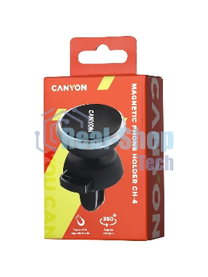 Держатель автомобильный Canyon Car Holder for Smartphones,magnetic suction function,with 2 plates(rectangle/circle), черный,40x35x50мм 0.033kg