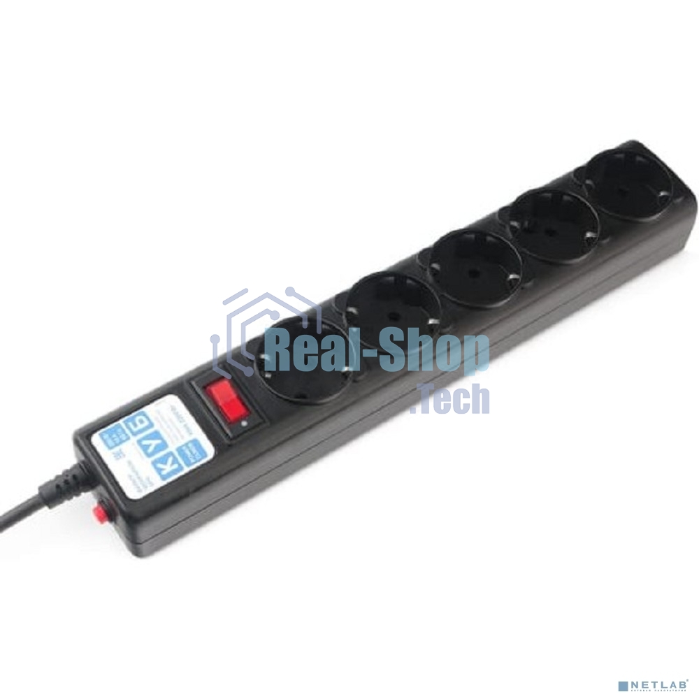 Сетевой фильтр Powercube SPG5-10M 10 м (5 розеток) черный (коробка)