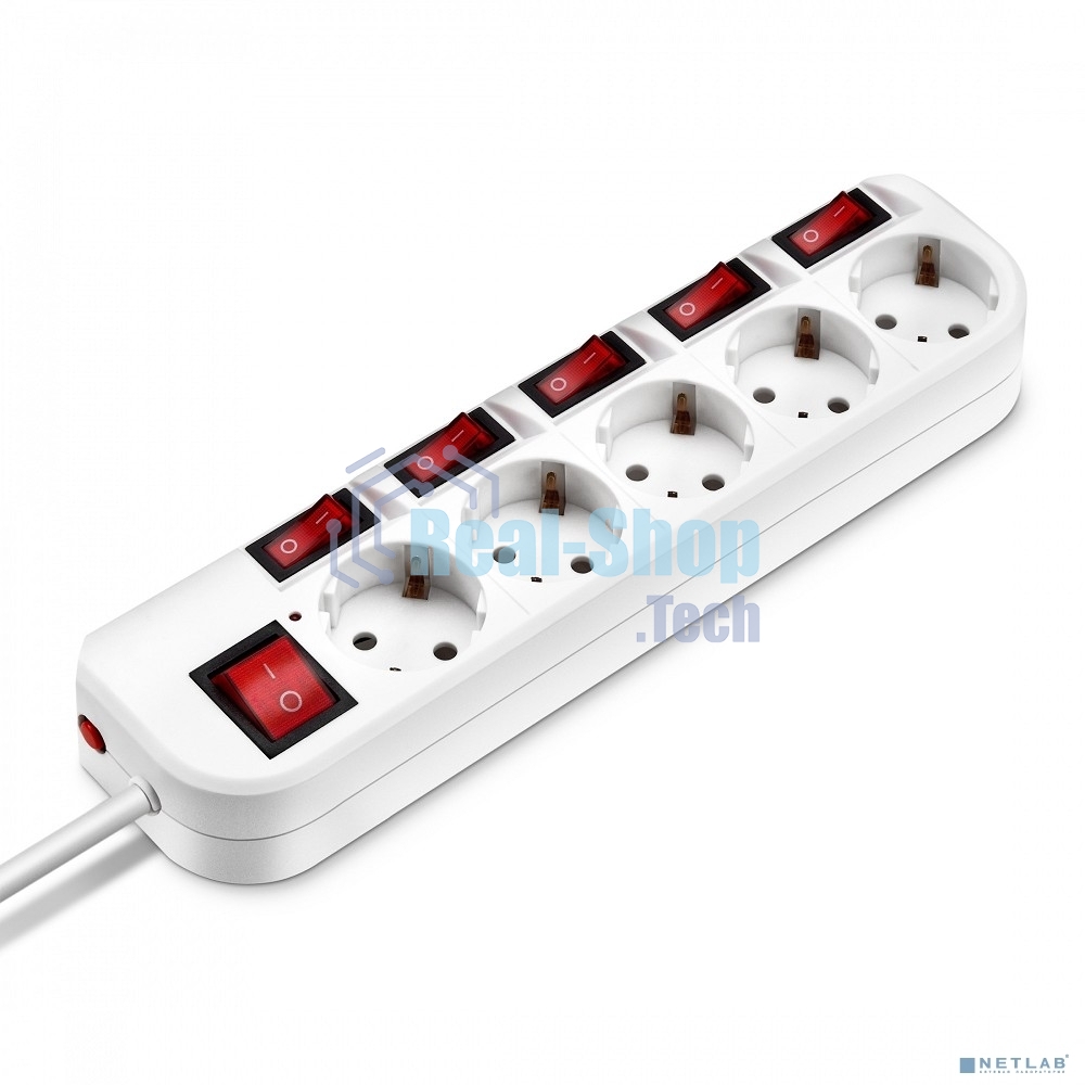 Сетевой фильтр Buro 500SH-1.8-SW-W 1.8 м (5 розеток) белый (коробка)