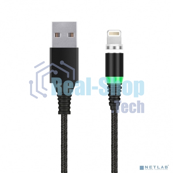 Кабель зарядки с магнитным отсоед. наконечн. 8-pin для Apple, длина 1м, до 2 А, черный (iK-510mt-2)