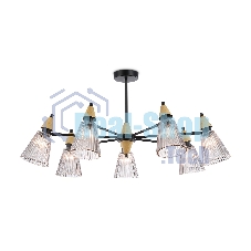 Люстра Ambrella light LH58116/7 BK/LW/SM черный/светлое дерево/дымчатый E14*7 max 40W D750*390