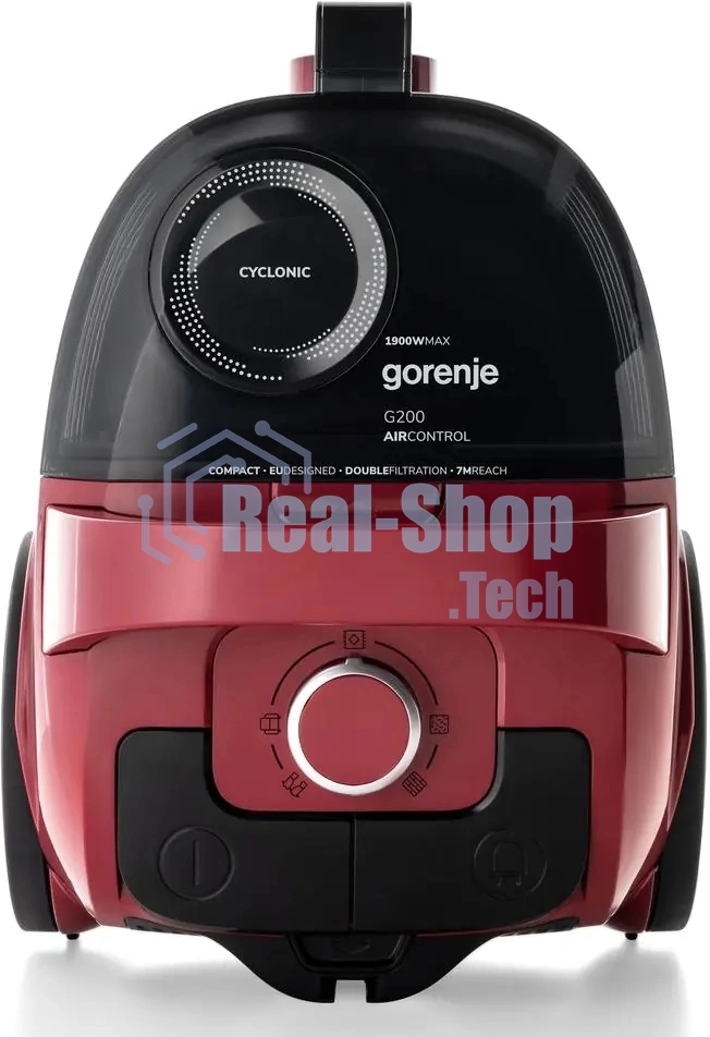 Пылесос Gorenje VC1901G2ACR красный, 250/1900 Вт, уборка сухая, пылесборник контейнер 2,2 л