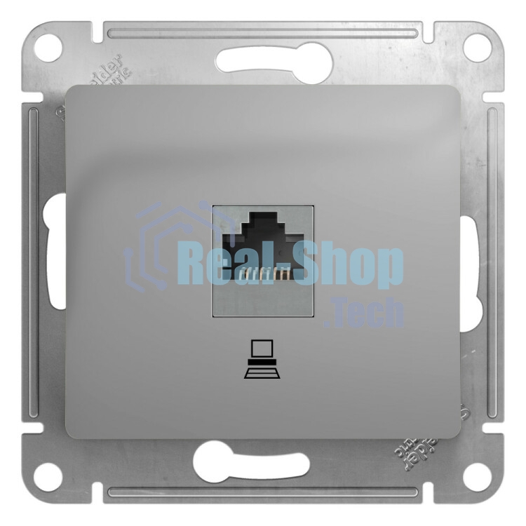 Механизм розетки комп. 1-м СП Glossa RJ45 CAT.5E алюм. SchE GSL000381K