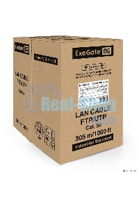 Кабель Exegate EX256748RUS Кабель UTP 4 пары кат.5e Exegate бескислородная медь, FLUKE® test pass, бухта 305м, серый, PVC