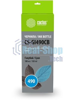 Чернила Cactus CS-GI490CB голубой100мл для Canon Pixma G1400/G2400/G3400
