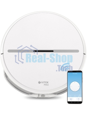 Робот-пылесос Vitek VT-1807 белый, 2500 мAч Li-Ion, уборка сухая/влажная, пылесборник контейнер 0.45 л