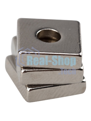 Неодимовый магнитный прямоугольник Rexant 10х10х3 мм с зенковкой 6х3,5 мм (упаковка 3 шт.)