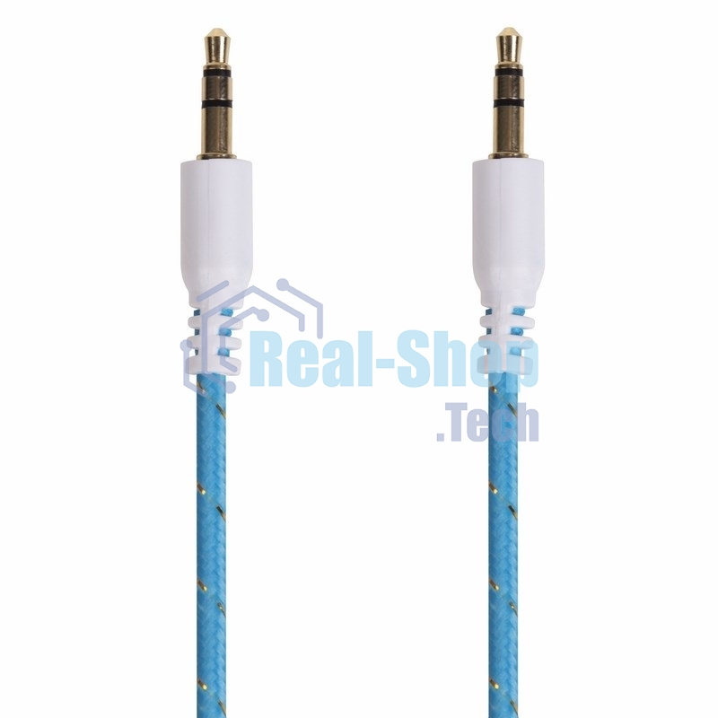 Аудиокабель AUX Rexant 3.5 мм в тканевой оплетке 1 м синий