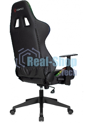 Кресло ZOMBIE GAME RGB черный, экокожа, 120 кг, подголовник, механизм качания