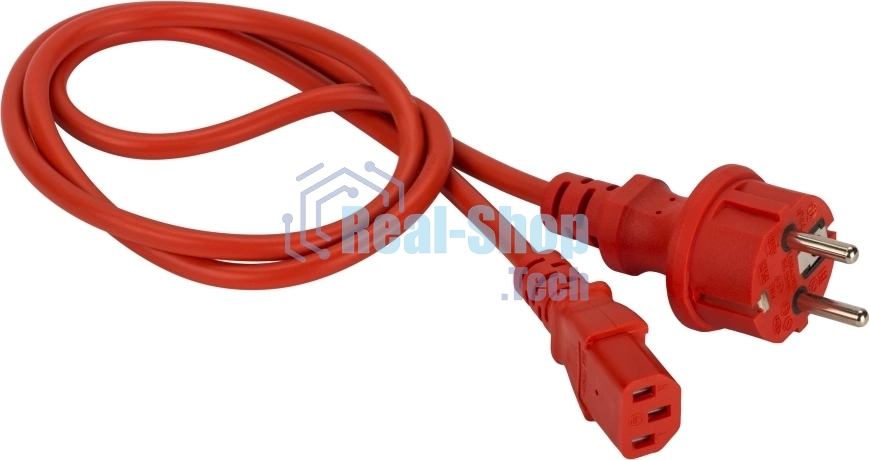 Шнур питания Lanmaster C13-Schuko прямая, 3х0.75, 220В, 10А, красный, 1 метр