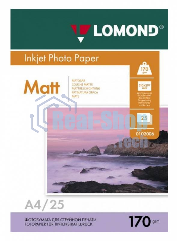 Фотобумага Lomond 0102032 A4/170г/м2/25л./белый матовое/матовое для струйной печати