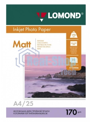 Фотобумага Lomond 0102032 A4/170г/м2/25л./белый матовое/матовое для струйной печати