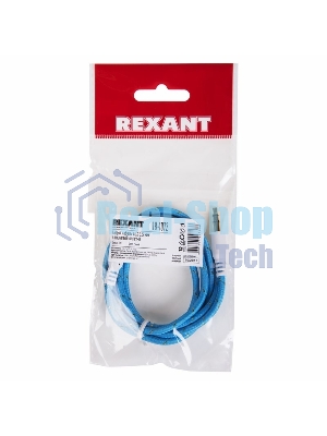 Аудиокабель AUX Rexant 3.5 мм в тканевой оплетке 1 м синий