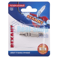 Разъем антенный на кабель Rexant штекер-TV никель с пружиной (блист.)