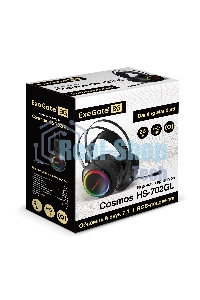 Гарнитура проводная игровая ExeGate EX289746RUS Cosmos HS-702GL (объемный звук 7.1, длина кабеля 2.5м, RGb подсветка, USB интерфейс)