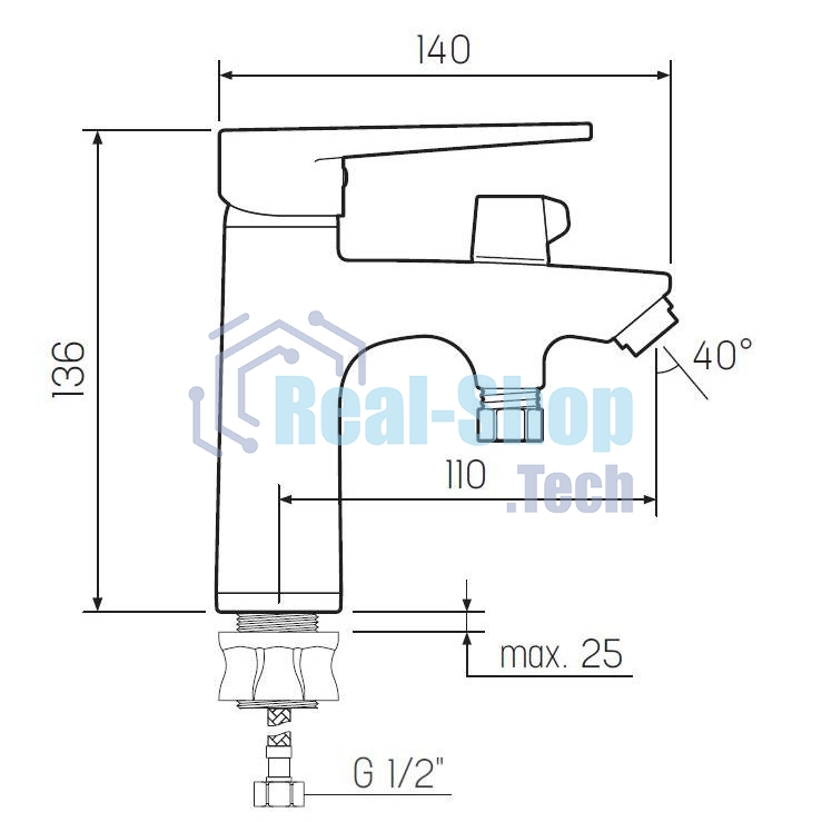 SL141-001F-1 Смеситель для умывальника с душем, Ø35