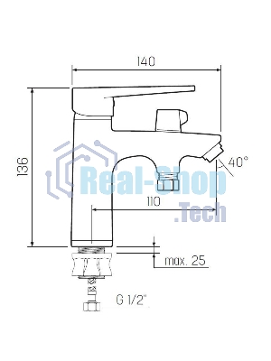 SL141-001F-1 Смеситель для умывальника с душем, Ø35