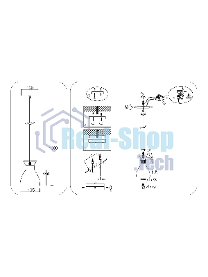 Светильник Ambrella light TR8468 BK/FGD черный/золото E27 max 60W D130*1000