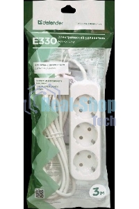 Удлинитель Defender E330 белый 3.0 м, 3 розетки 