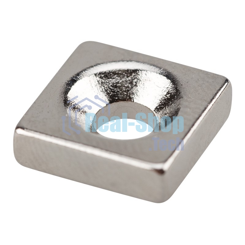 Неодимовый магнитный прямоугольник Rexant 10х10х3 мм с зенковкой 6х3,5 мм (упаковка 3 шт.)