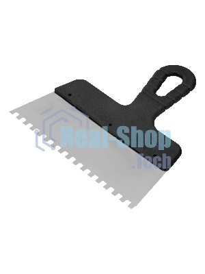 Шпатель из нержавеющей стали Сибртех 200 мм, зуб 6х6 мм, пластмассовая рукоятка