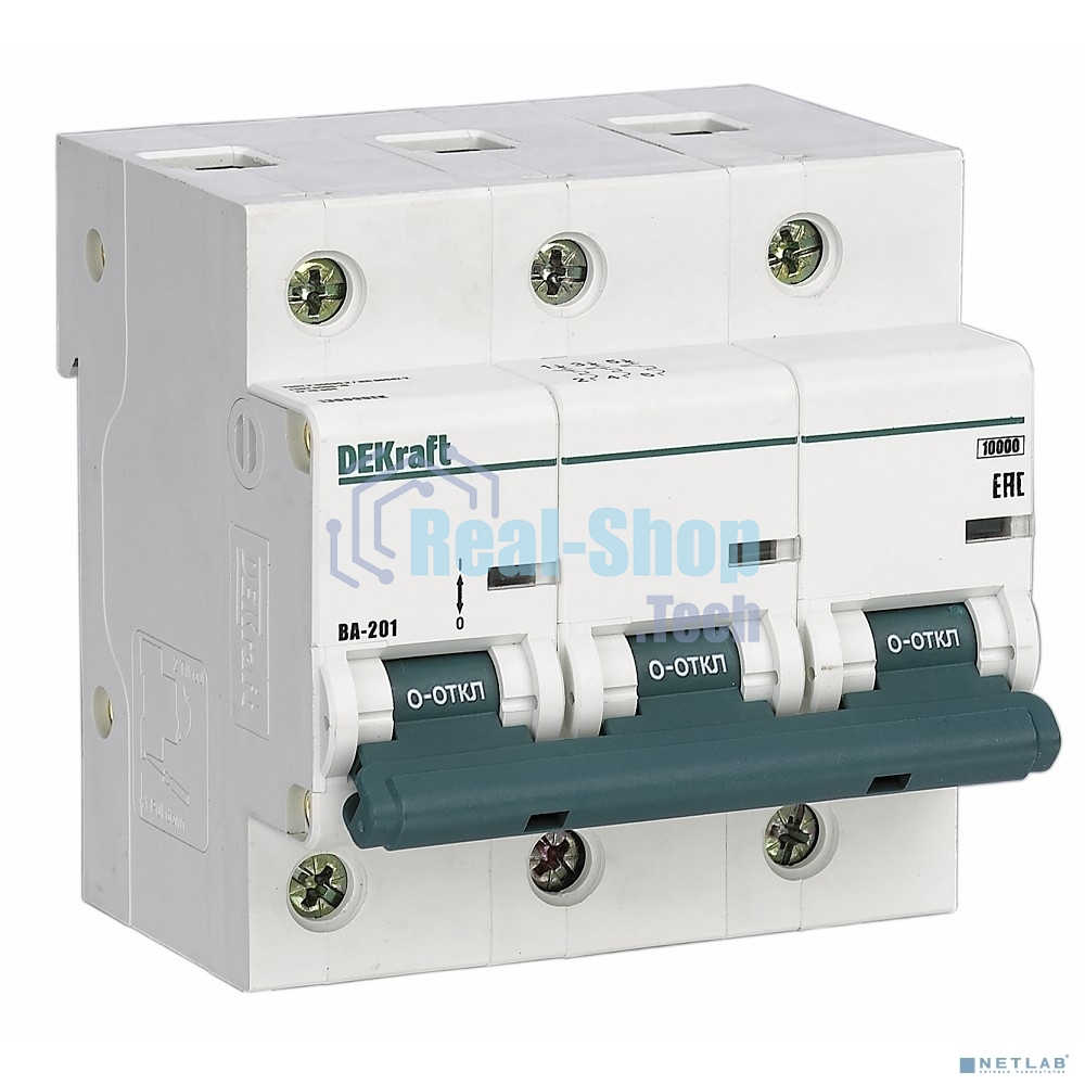 Выключатель автоматический трехполюсный ВА-201 100А C 10кА 13009DEK DEKraft