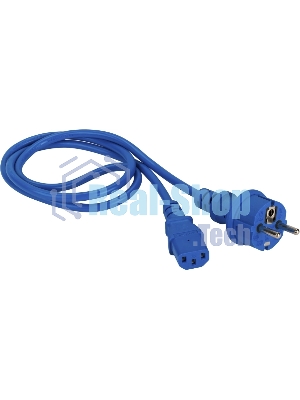 Шнур питания Lanmaster C13-Schuko прямая, 3х0.75, 220В, 10А, синий, 1.8 метра