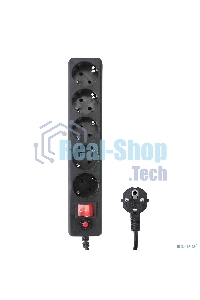 Сетевой фильтр Гарнизон EHLB-1, 5 р, 10А 1.8 м черный