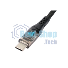 Кабель USB2.0 Cablexpert CCP-USB2-CMCM-SCR-1M, Type-C/Type-C, 6A, 66Вт, PD/QC3.0, дисплей, оплетка, медь, 1м, черный, пакет