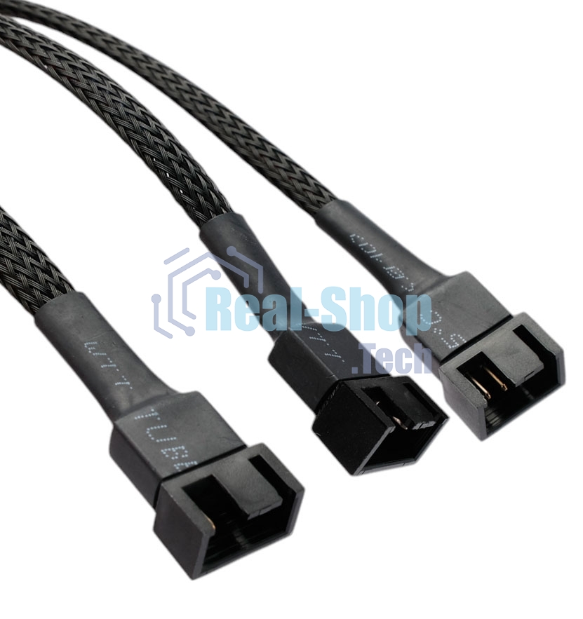 Кабель-разветвитель питания FAN Cablexpert CC-FAN-1F3M-27CM, 4pin(f)/3x4pin(m), PWM(ШИМ), медь, 27см, черный, пакет