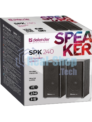 Акустическая система Defender SPK-240 2.0 черный (2x3 Вт, USB пит, раз. д. науш.)