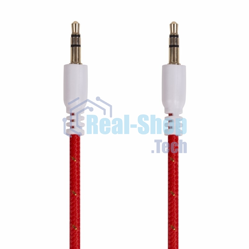 Аудиокабель AUX Rexant 3.5 мм в тканевой оплетке 1 м красный