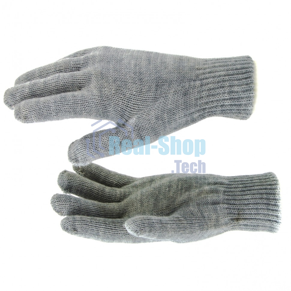 Перчатки трикотажные Сибртех, акрил, двойные, серая туча, двойная манжета