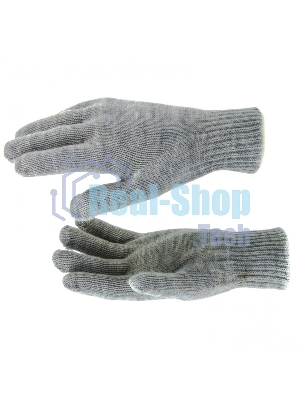 Перчатки трикотажные Сибртех, акрил, двойные, серая туча, двойная манжета